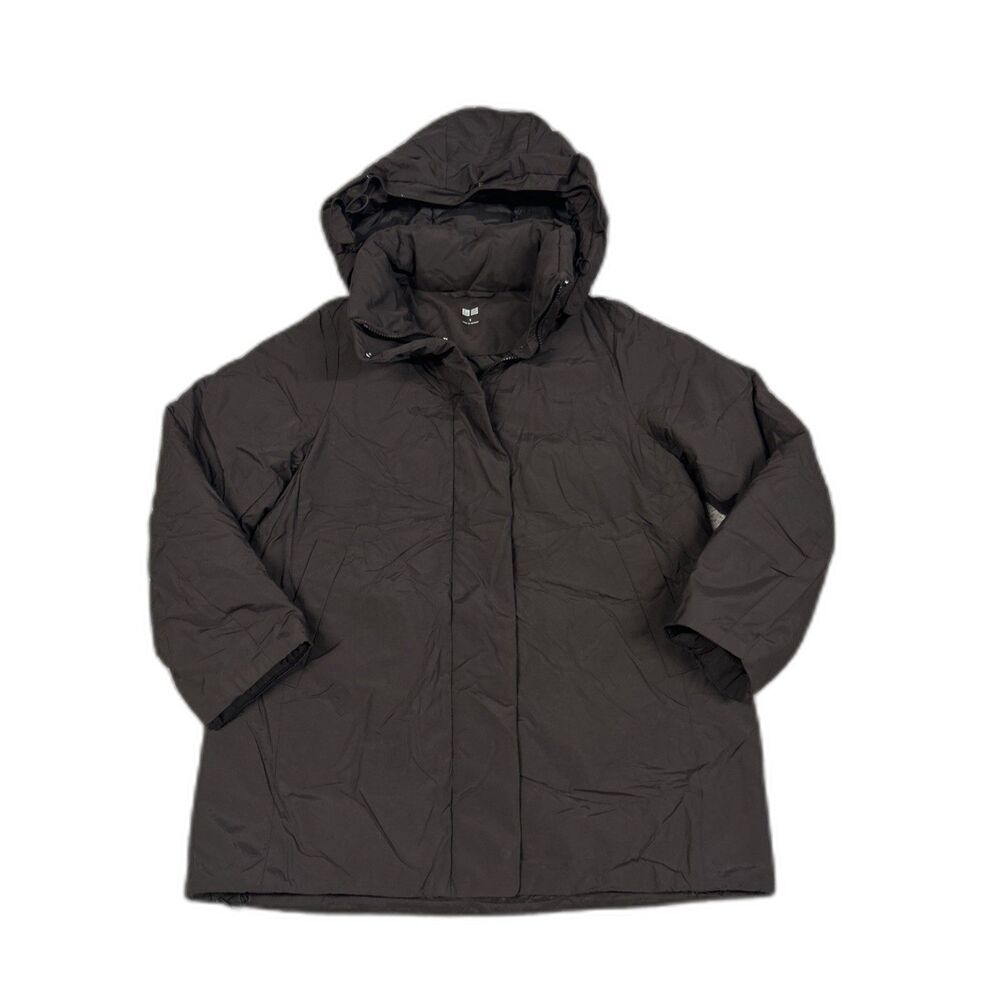 Uniqlo Down Jacket Womens Small Petite Brown Puffer Full Zip Winter Coat Pockets